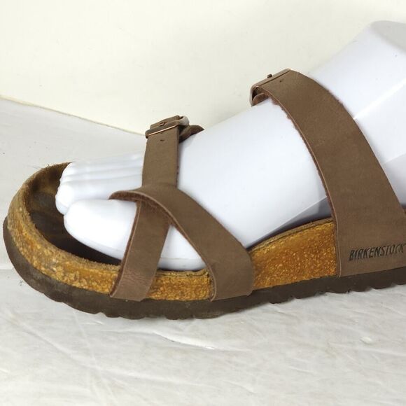 Birkenstock Women's Mayari US5 EU36 Birkibuc Mocha Brown Strappy Slide sandals - Picture 14 of 16